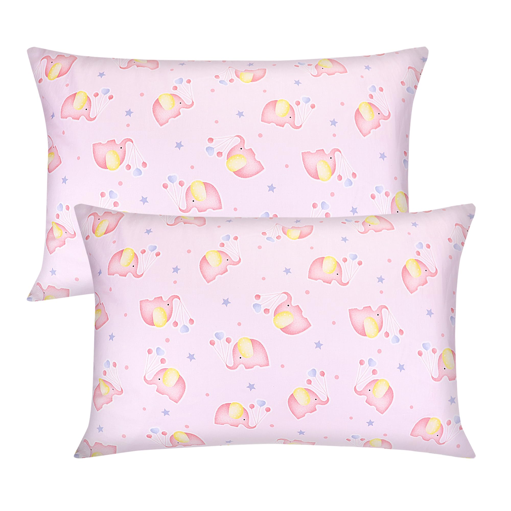 Baby Toddle Pillowcase 2 Pack 100% Cotton Pillow Cover, Cot Bed Pillow Pair Cases 40x60cm Gifts for Children's Day Elephant Pattern
