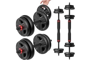 UKEEP Adjustable Dumbbells Set, 20/30/40/55/60/80lbs Free Weight Set with Connector, 2 or 3 in 1 Dumbbells Set Used as Barbell, Kettlebells, Fitness Exercises for Home Gym Suitable Men/Women
