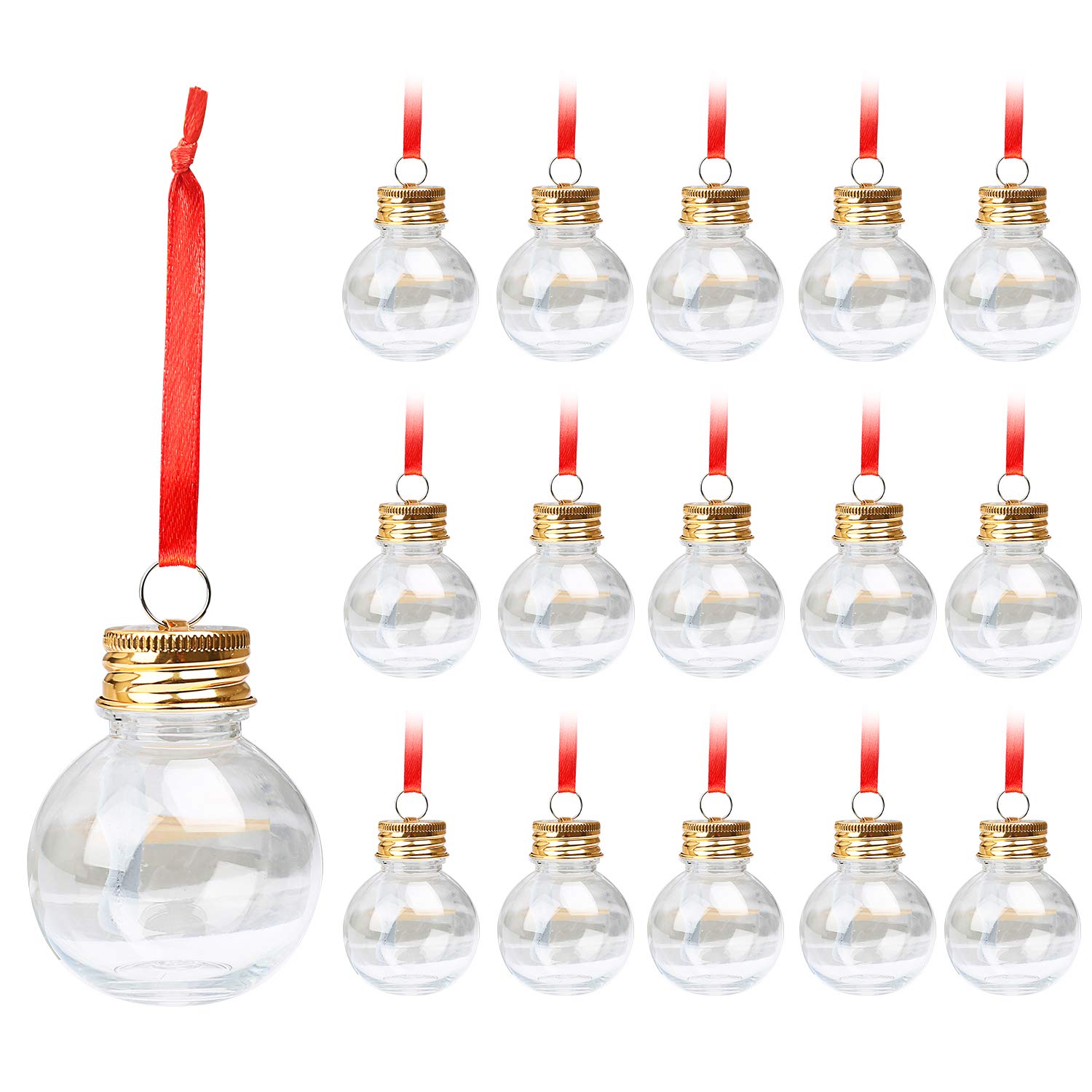 B&A 16 Pieces Christmas Booze Balls Christmas Fillable Booze Tree Ornaments Water Bottle Bulbs Shape Clear Plastic Christmas Ornaments Pendant Ball for Xmas Holiday Party Home Decoration