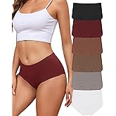 LEVAO Women's High Waisted Seamless Underwear No Show Full Coverage Briefs Stretchy Invisible Panties Cheeky Pack of 6