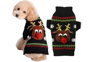 AXIIJGL Dog Christmas Reindeer Sweaters Small Dogs Knitwear Sweaters Pet Holiday Festive Winter Clothes Thick Knitted Fleece Xmas Cute Puppy Pullover Sweater Ugly Vintage Sweaters Black