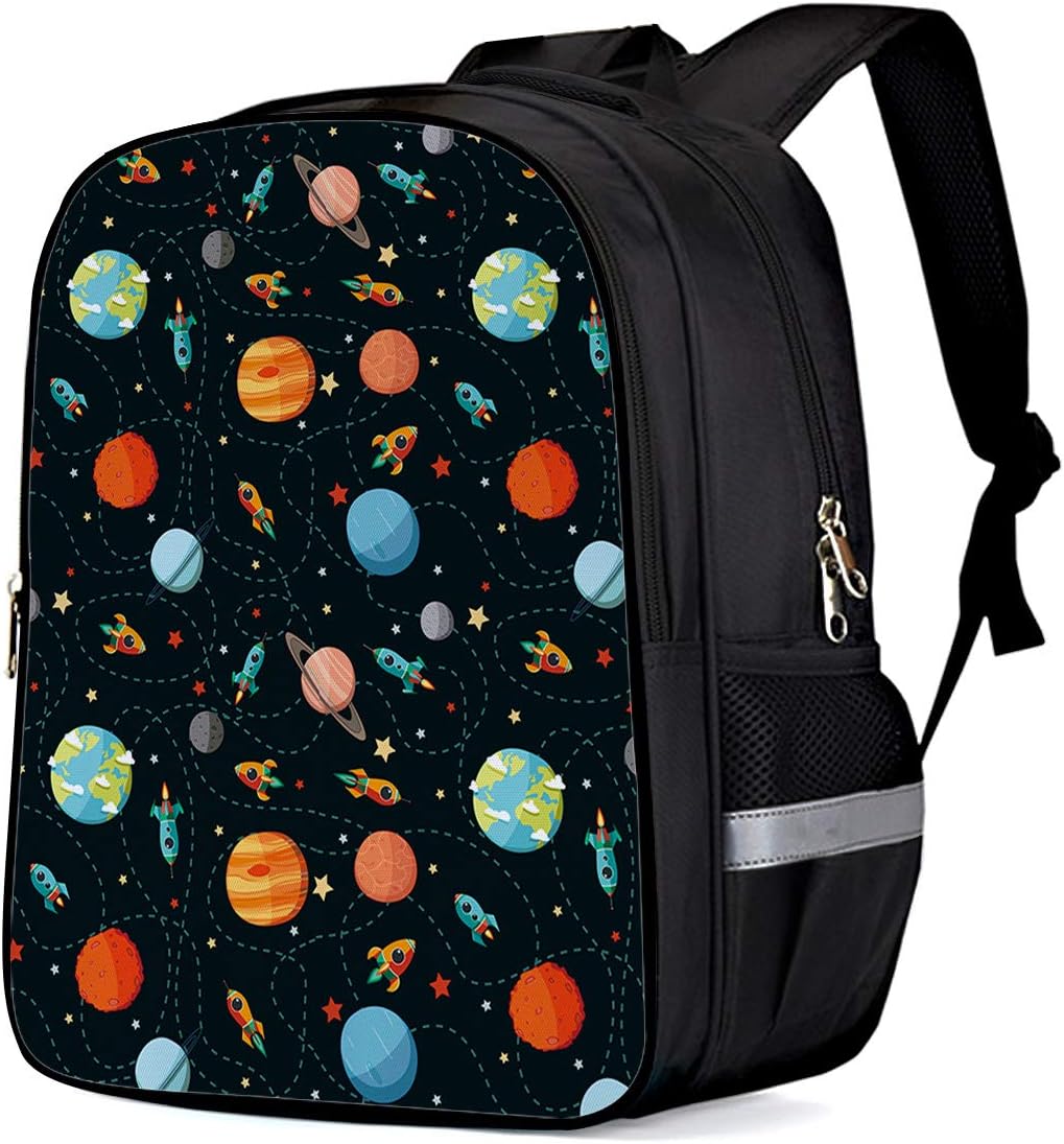 School Backpacks for Girls/Boys/Kids, Cartoon Solar System Orbit Printed Primary School Bags Students Bookbag Laptop Bag Travel Casual Daypacks