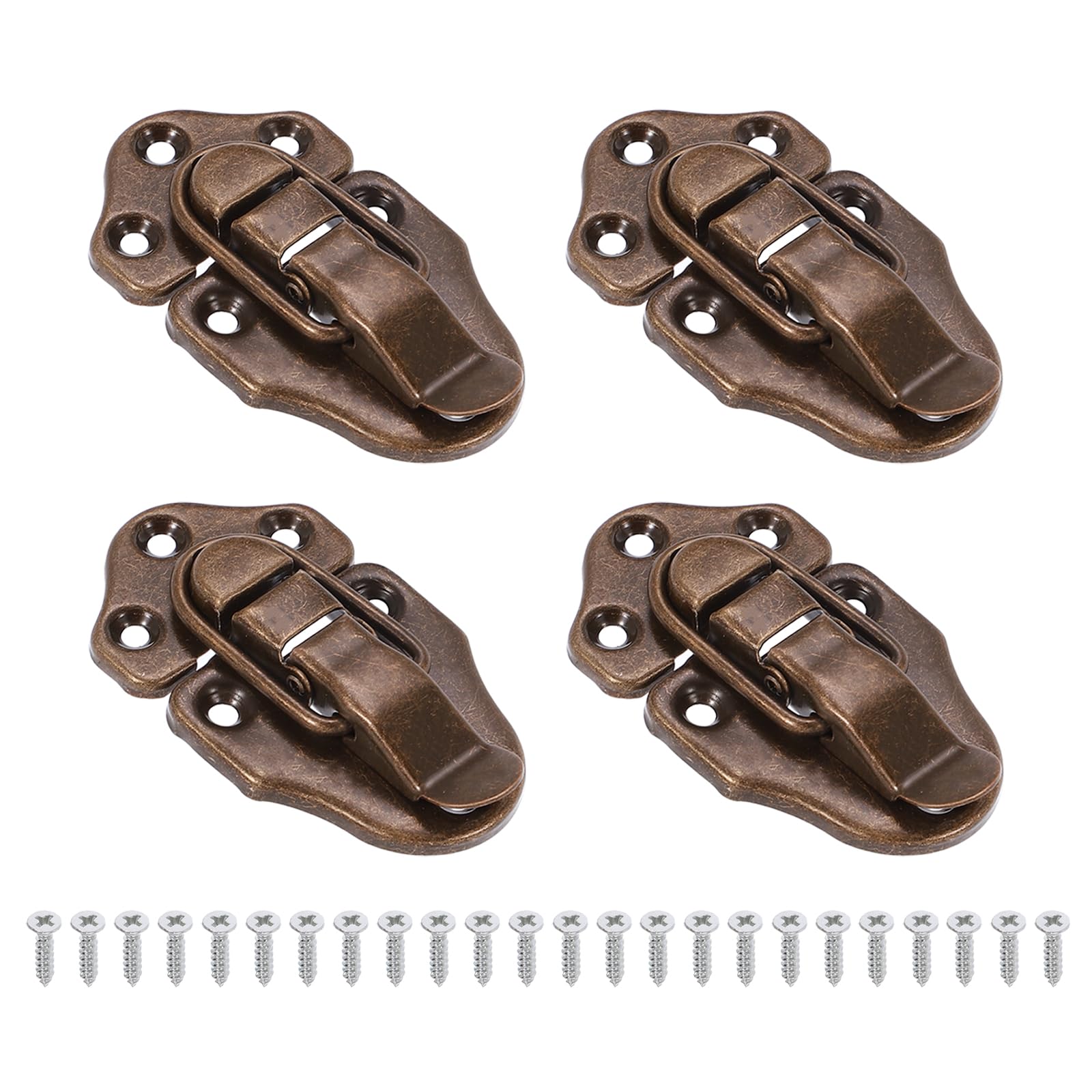 PATIKIL Retro Style Duckbilled Toggle Hasp Latch, 4 Pack Small Metal Vintage Box Toggle with Mounting Screw for Jewelry Cabinet Wooden Ordinary Box Crafts, Red Bronze