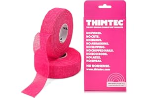 THIMTEC - The Original Thimble Tape for Hand Sewing - Fully Adjustable Nail & Finger Protector - A Smarter Alternative to Classic Knitting Thimbles - Neon Flamingo, 2-Pack
