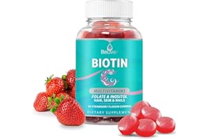 BeLive Biotin Gummies with MultiVitamins, Folate, Inositol – Supports Hair Growth, Healthy Skin & Nails – Vegan, Pectin Based – Strawberry Flavor (1)