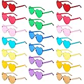 YWL 20 Pairs Heart Shaped Sunglasses Bulk, Colorful Rimless Fun Heart Sunglasses for Women Party Favors