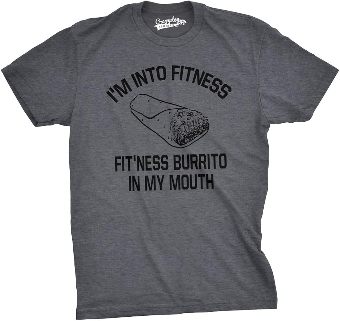Mens Fitness Burrito Funny Gym T Shirt Sarcasm Hilarious Workout Novelty Tees