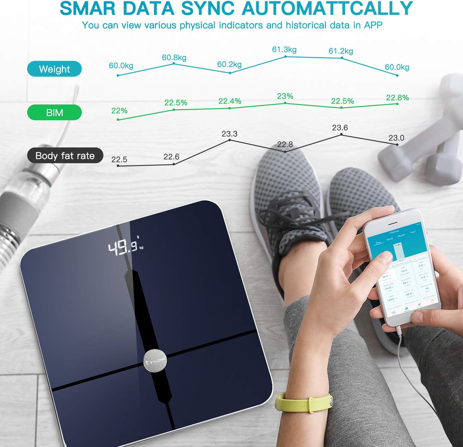 Seta Body Scale FYLINA Newest Bluetooth Body Fat Scales Bathroom Scales Digital ...
