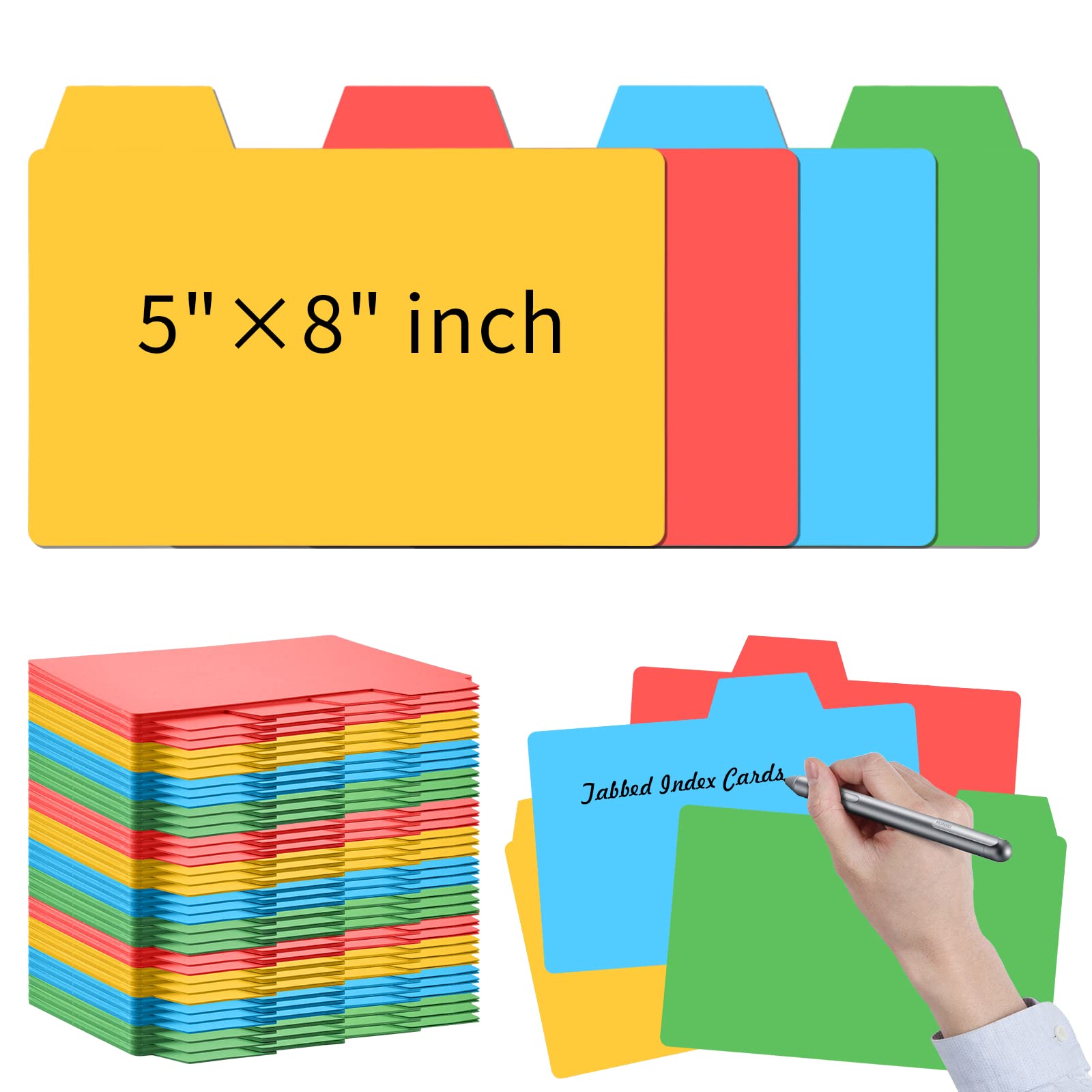 Photo 1 of 96 Pcs 5x8 Index Cards Dividers With Blank Tabs - Color Note Cards for Studying, Working, Office, School, Business, Home