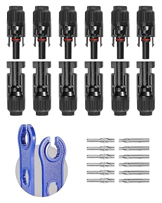 BougeRV 12 PCS Solar Connectors with Spanners Solar Panel Cable Connectors 6 Pairs Male/Female(10AWG)