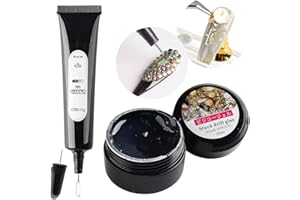 Fcozpjk Nail Glue for Rhinestones - 2Pcs Super Strong Adhesive UV LED Gel for Gem, Crystal Diamonds, Jewelry Decor - Needle Designs (20ml+15g)