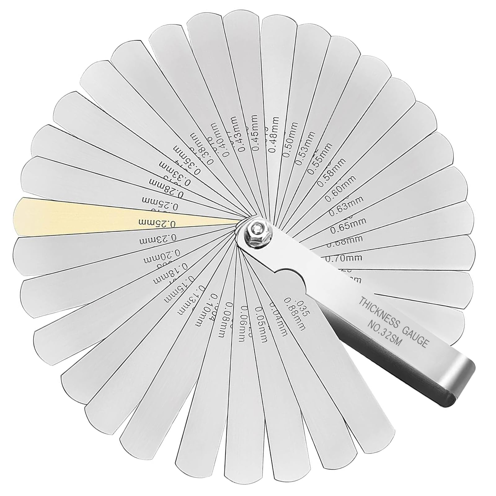 Feeler Gauges, 32 Blades 0.04-0.88 mm (0.0015-0.035 Inch) Thickness Gauge Stainless Steel Feeler Gauge Imperial And Metric Measuring Tool, Filler Gauge, For Measuring Gap Width.