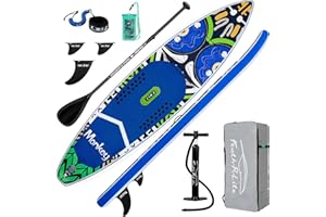 FEATH-R-LITE Inflatable Paddle Board Stand Up Paddleboards for Adults SUP with Premium Accessories Pump, Adjustable Paddle, Leash, Three Fins, Backpack