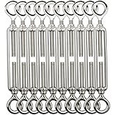 TooTaci 10 Pack M5 Turnbuckle Eye and Eye, 304 Stainless Steel Turnbuckle Wire Tensioner, Adjustable Turnbuckles for Cables Wire, Cable Tightener for Tension, Garden Trellis, Cable Railing