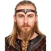 L'VOW Viking Pirate Leather Headband Medieval Leather Headpiece | Adjustable, Renaissance, Halloween Cosplay, LARP, Fantasy, Ren Faire Accessories