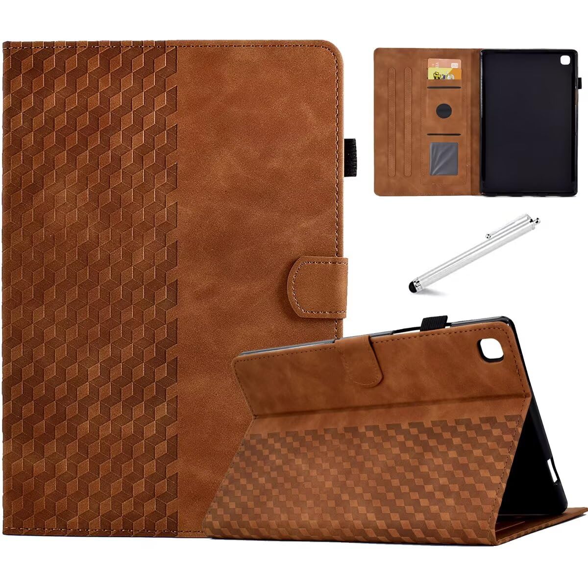 Fancity for iPad 9th Generation 10.2 inch Case 2021, iPad 8th 7th Generation 2020/2019 Folio Case, Slim Suede Leather Case with Smart Wake Sleep Stand Function Pencil Holder and Card Slot, Brown