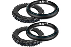 ZMCYNG 2.5-10" Off-Road Tire and Inner Tube Set - 2.50-10 Dirt Bike Tire with 10in Rim and 2.5/2.75-10 Dirt Bike Inner Tube Compatible with Honda CRF50/XR50 Yamaha PW50 Suzuki DRZ70/JR50 Dirt BikeTires, 2Set