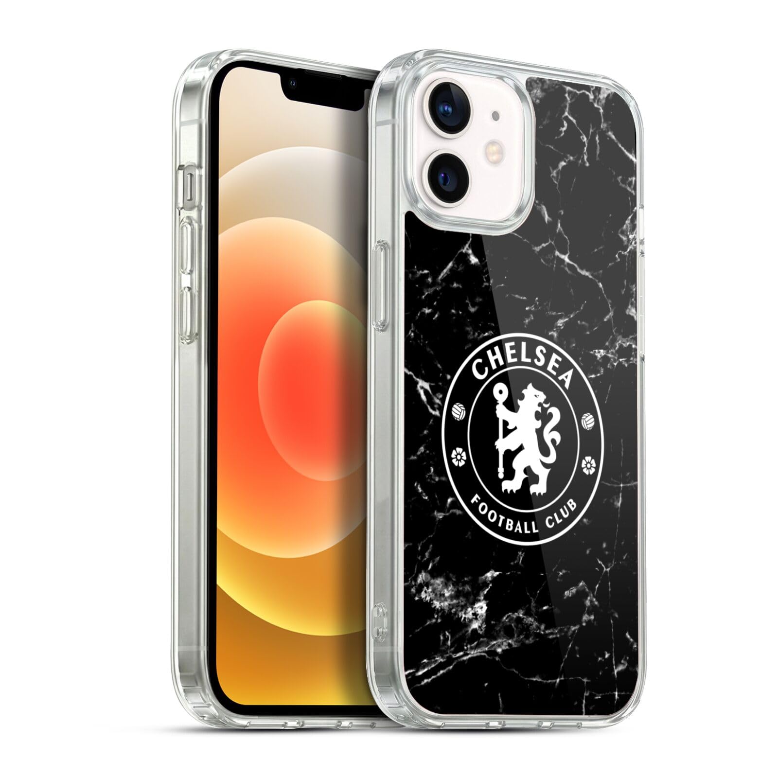 Head Case Designs Officially Licensed Chelsea Football Club Black Marble Crest Soft Gel Case Compatible With Apple iPhone 12 / iPhone 12 Pro