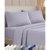 California Design Den 1000 Thread Count Deep Pocket King Sheet Set, 4 Pcs | Backed by Good Housekeeping Seal - 100% Cotton Sateen - Soft, Thick &amp; Heavy, 16" Deep Pocket, Durable - Lavender Grey