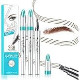 Microblading Eyebrow Pen 4 fork Tip Tattoo Pencil for Women 2PCS Dark Brown | Waterproof Eyebrow Pencil, Long-Lasting Eye Brow Pen, Microblade Eyebrow Pencil Easy to Create Hair Like Natural Brows