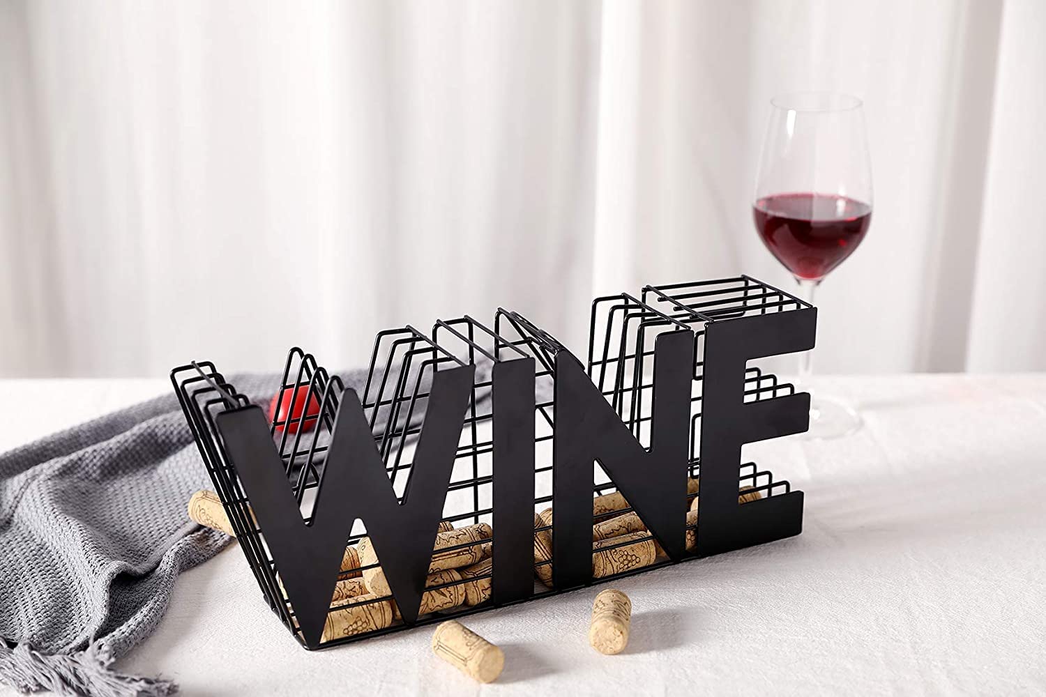 JHY DESIGN Metal Wine Corks Holder Display Rack 34 cm Length Craft Stopper Collection Box Storage for Home Decor Indoor Outdoor