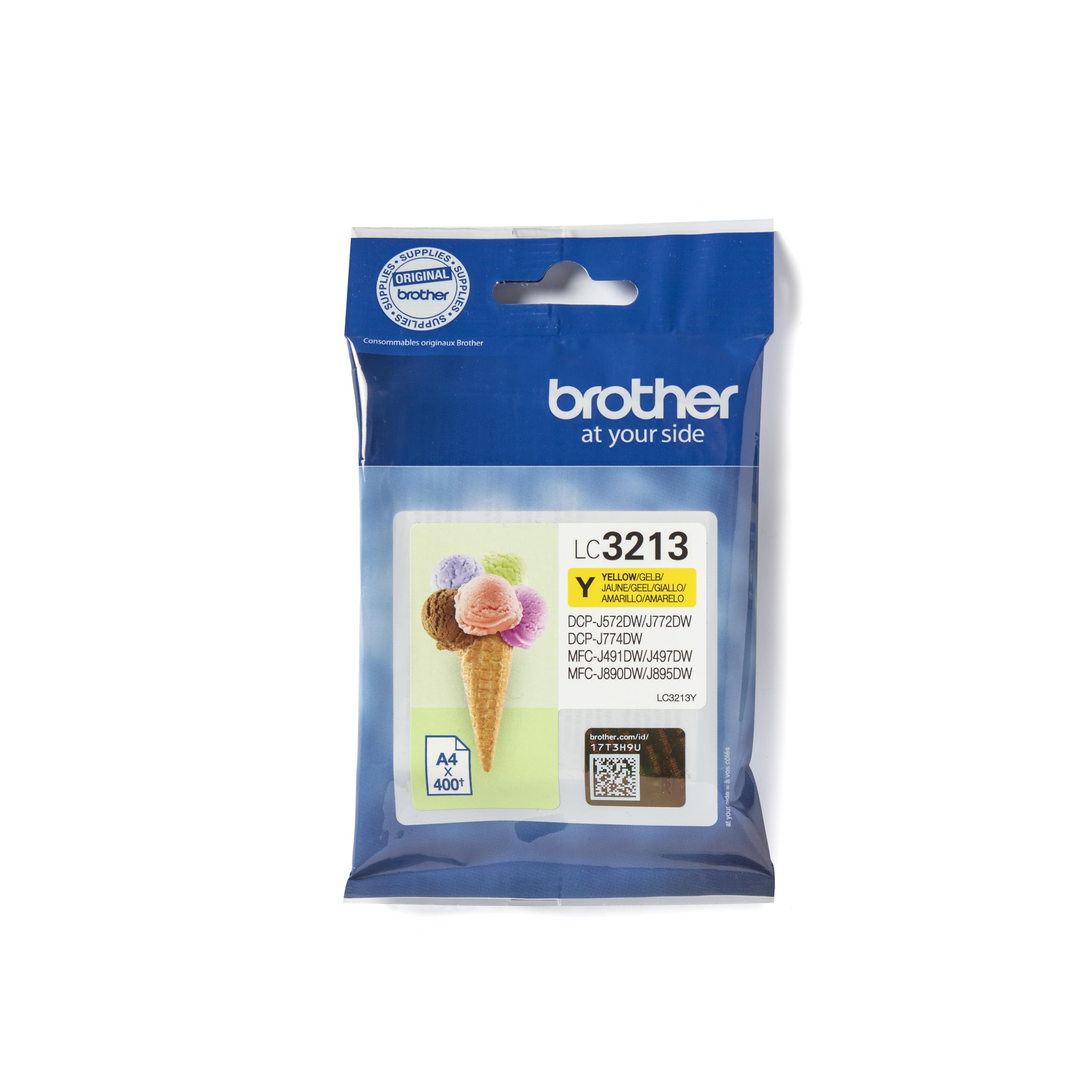 Brother LC-3213Y Inkjet Cartridge, Yellow, Single Pack, High Yield, Includes 1 x Inkjet Cartridge, Genuine Supplies