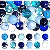 50Pcs Chunky Bubblegum Beads, 20mm Chunky Bubble Gum Beads for DIY Beadable Pens Bracelets Necklaces Pearl Beaded Craft Jewelry Making (Blue)