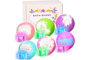 SHARLOVY Light Up Bath Bombs with Surprise Inside, 4.23 oz XL Natural Gift Set 6 with Essential Oils, Magnesium Large Bath Bombs for Women Relaxing Spa Skin Moisturize Gifts for Women