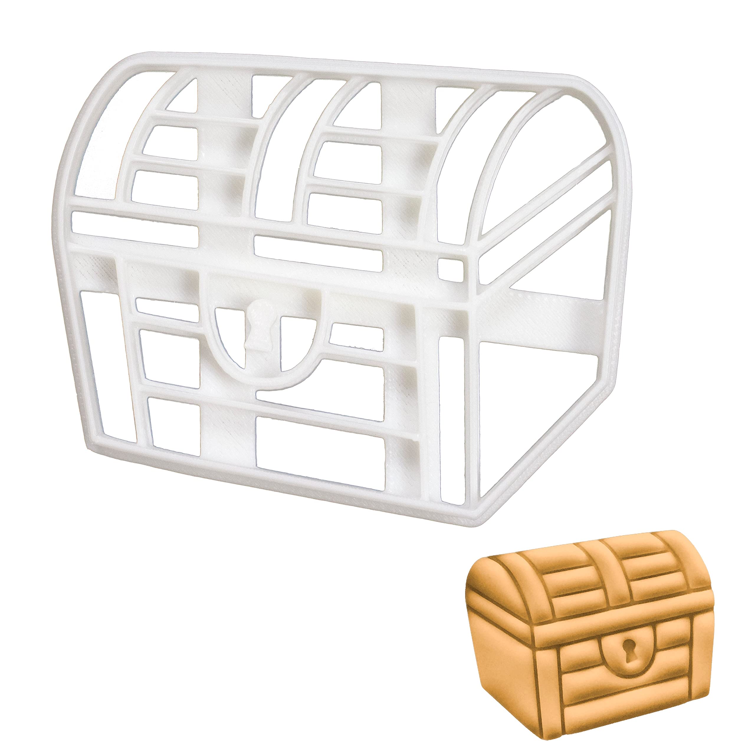 BAKERLOGY Treasure Chest Cookie Cutter - Detailed Biscuit Cutter Design for Baking and Crafts, Ideal on Fondant, Dough, Clay
