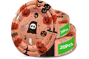 Aixuler Halloween Paper Plates, 40pcs Party Paper Plates Set Disposable Halloween Party Food Dinner Dessert Plates Tableware Decorations Favors, Including 20pcs 9" and 20pcs 7" for Halloween Plates