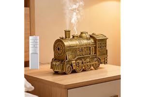 Train Essential Oil Diffuser, 300ml Aromatherapy Vintage Train Diffuser, Humidifier Steam with 4-Color Led Light & Timing Fun