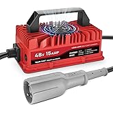TRAMROOT 15 Amp Golf Cart Charger for 48 Volt Club Car DS & Precedent Lead Acid Battery with Upgraded 3-Pin Round Plug