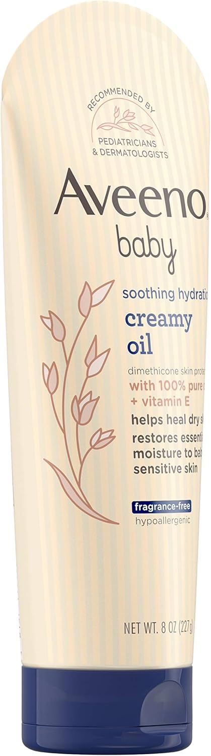 Aveeno Baby Soothing Hydration Creamy Oil for Dry and Sensitive Skin, Fragrance- and Steroid-Free, 8 Fl Oz: Health & Personal Care