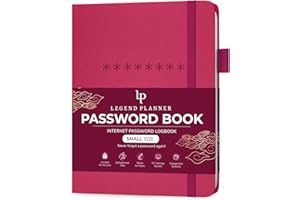Legend Planner Password Book with Alphabetical tabs. Internet Address Keeper Logbook. Journal for Website Logins, Pocket 4x5.5" (Hot Pink)