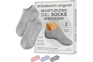 DR. FREDERICK'S ORIGINAL Dr. Frederick’s Original Moisturizing Gel Socks for Men & Women – Dry Feet & Cracked Heel Treatment – Full Foot Gel Lining with Mango Butter, Shea Butter, Jojoba & Coconut Oil (Mellow Moon)