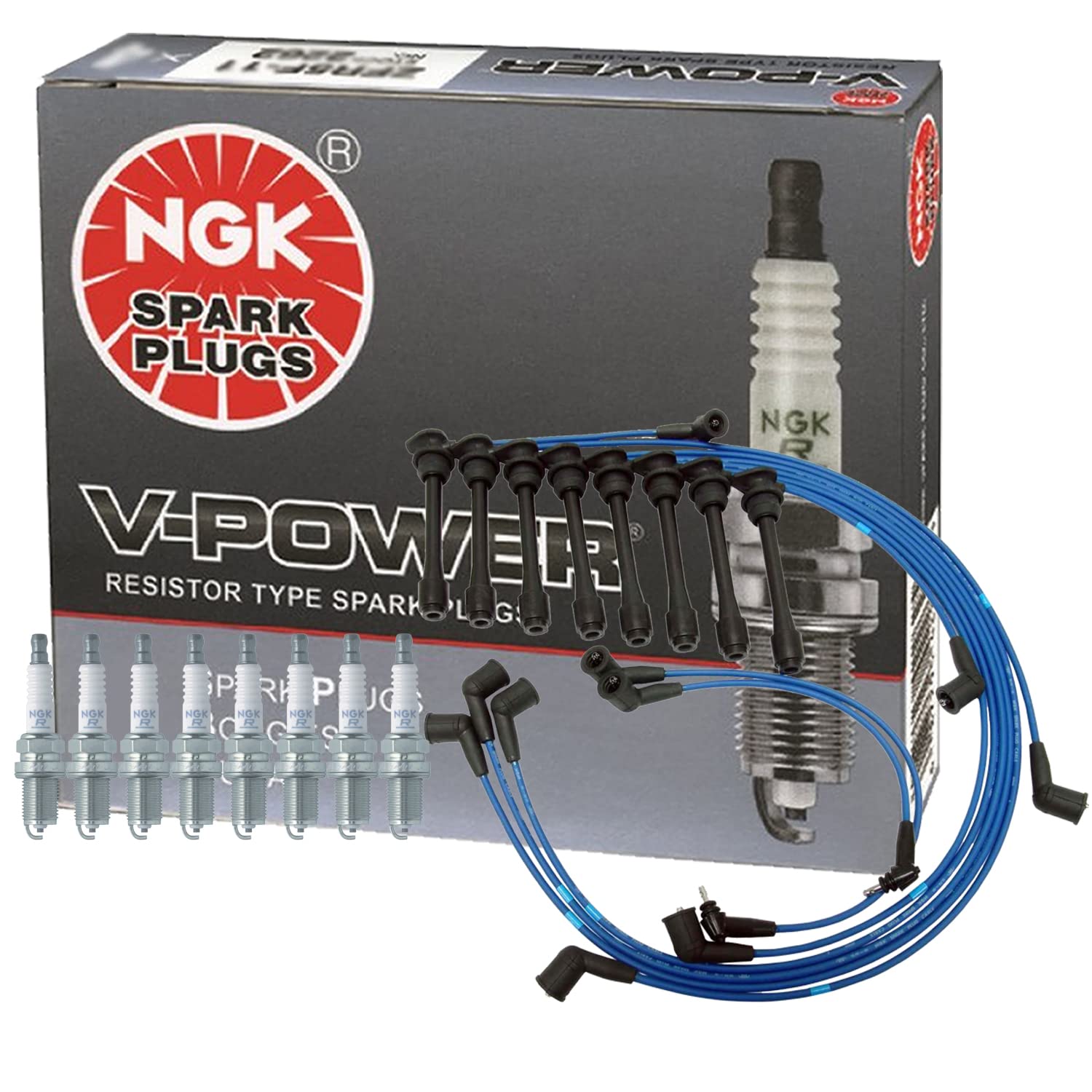 NGK Wire & 8 V-Power Spark Plugs Kit For Lexus