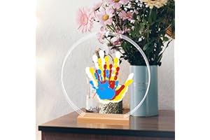 BLEVLA Family Handprint Kit - Baby Hand and Footprint Kit, Gift for New and Expecting Parents - Family Gifts Ideas - DIY Craft Newborn Keepsake Baby Shower Gifts - 4 Non-Toxic Paints (Round)