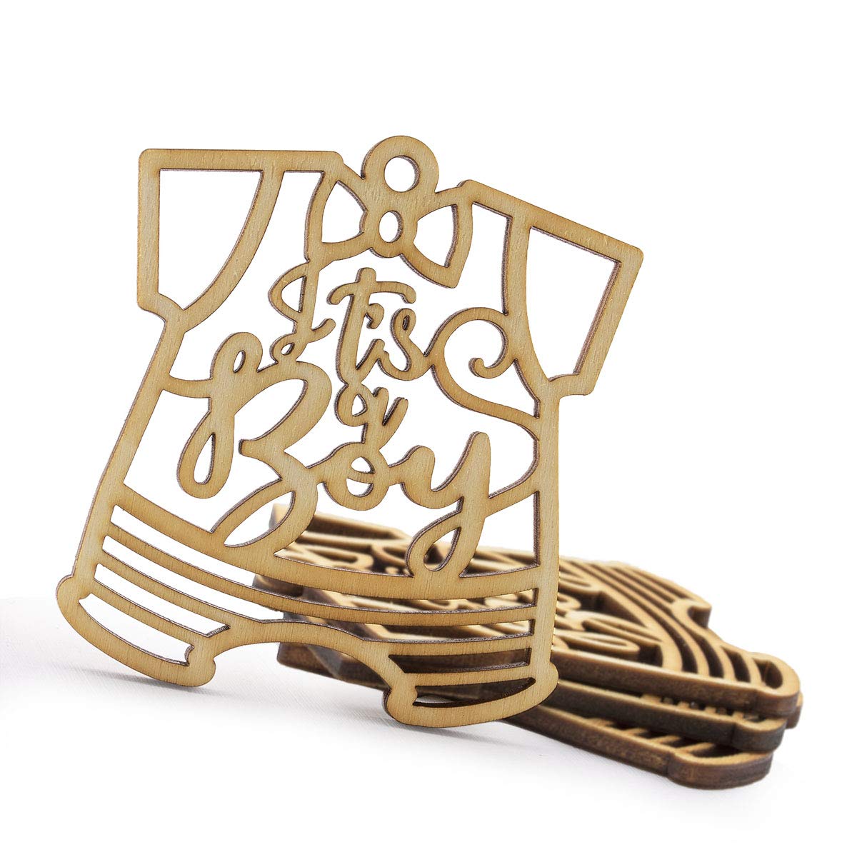 Summer-Ray 50 Wooden Baby Shower Favour Gift Tags Thank You Tags (It's a Boy)