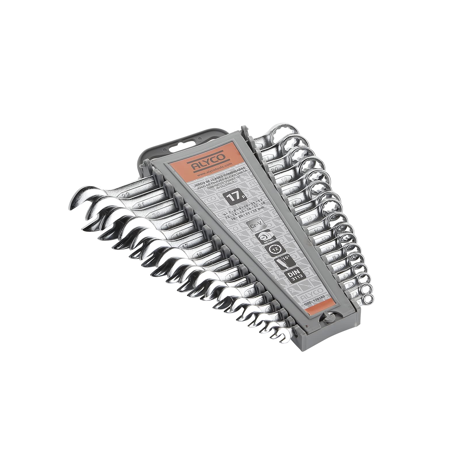 HR 170183 Combination Spanner Set, 0 V, Set of 17 Pieces