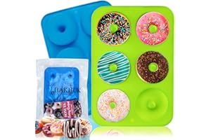 Donut Pan, 2pcs NonStick Silicone Donut Mold for Baking, 6 Full-Size Doughnuts, Easy Clean and Dishwasher Microwave Safe from