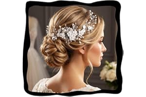 Unicra Silver Bride Wedding Hair Vine Flower Bridal Hair Piece Pearl Hair Accessories Leaf Headpieces Jewelry for Women and G