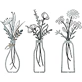 Nonforgetta Rustic Farmhouse Metal Flower Wall Art – Set of 3 Floral Decorations for Living Room, Bedroom, or Bathroom – Minimalist & Elegant Wall Décor Gift