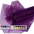 Purple Organza Tulle Fabric Rolls, Crystal Organza 12" by 50 Yards (150 ft) Sheer Nylon Silky Shiny Netting Spool Bolt for DIY Craft Table Runner Wedding Baby Shower Party Decor (Purple)