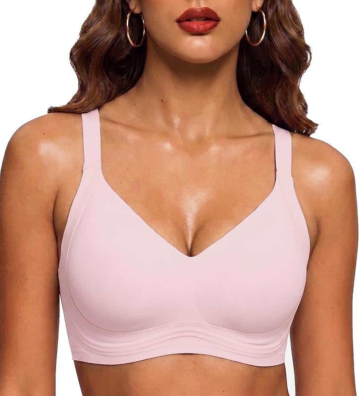 Invisible Sujetador Mujer Diario Seamless Sujetador Soft Sujetador Yoga Rosa M