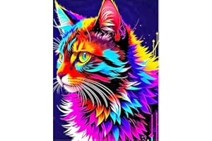 EIBEILI Diamond Painting Kits for Adults, Colorful Cat 5D Diamond Art Kits for Beginner DIY Full Drill Diamond Dots Crystal Craft Kits for Home Wall Decor Gifts 11.8x15.7 inch