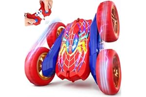 TIYVNSI 360°Flip Remote Control Car Toys for 3-12 Boy Toys, 4WD RC Cars Double-Sided with Glowing Hero Eyes & Legs, 2.4GHz Drift RC Stunt Race Car, Christmas Birthday Gifts for Boys Age 3 4 5 6 7 8 9 10 11 12