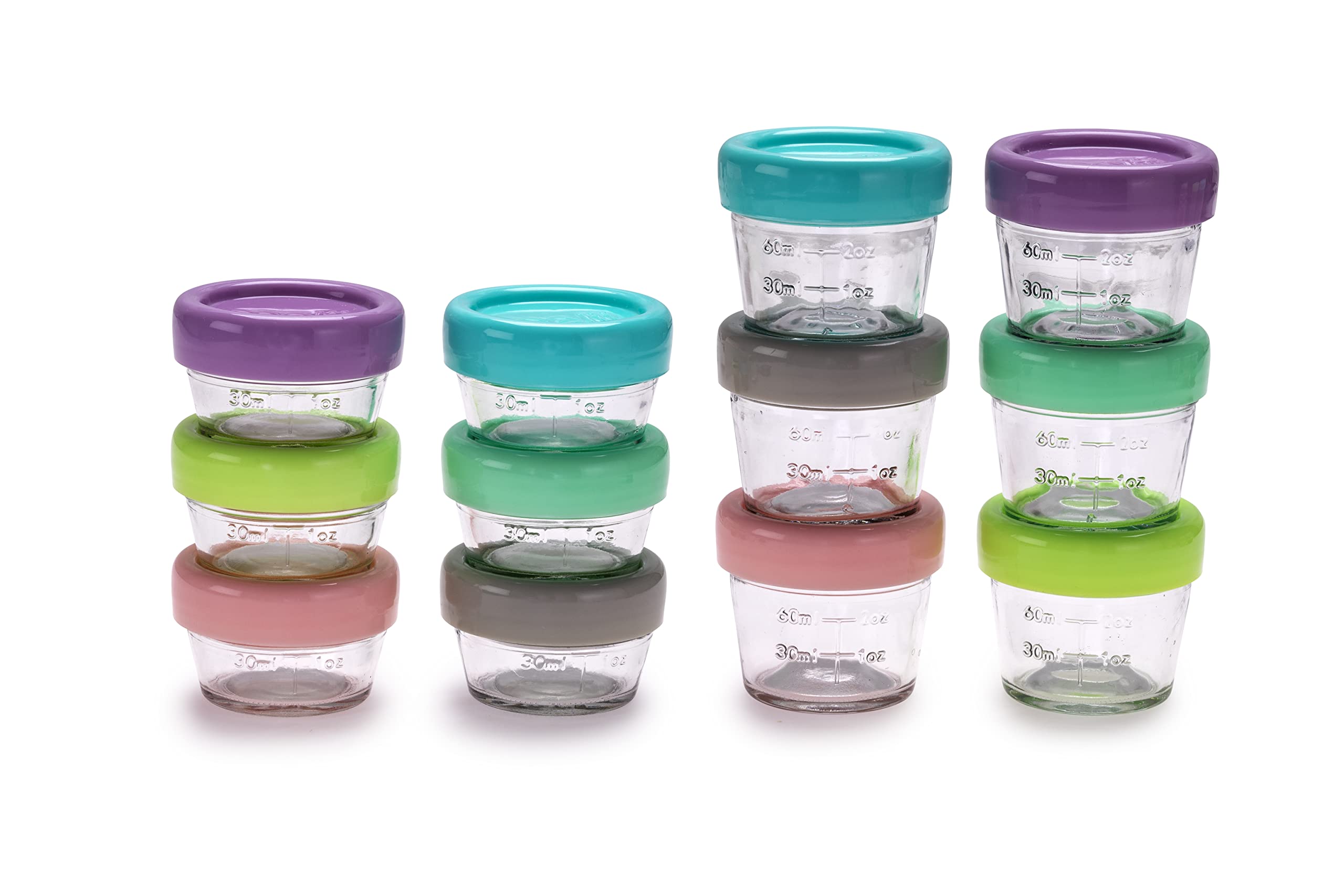 melii Glass Food Storage Jars - 12-Piece Set (6 x 4oz + 6 x 2oz) with Airtight, Leakproof Lids, BPA-Free & Eco-Friendly, Microwave, Freezer, Dishwasher Safe, Containers for Baby Food and Meal Prep