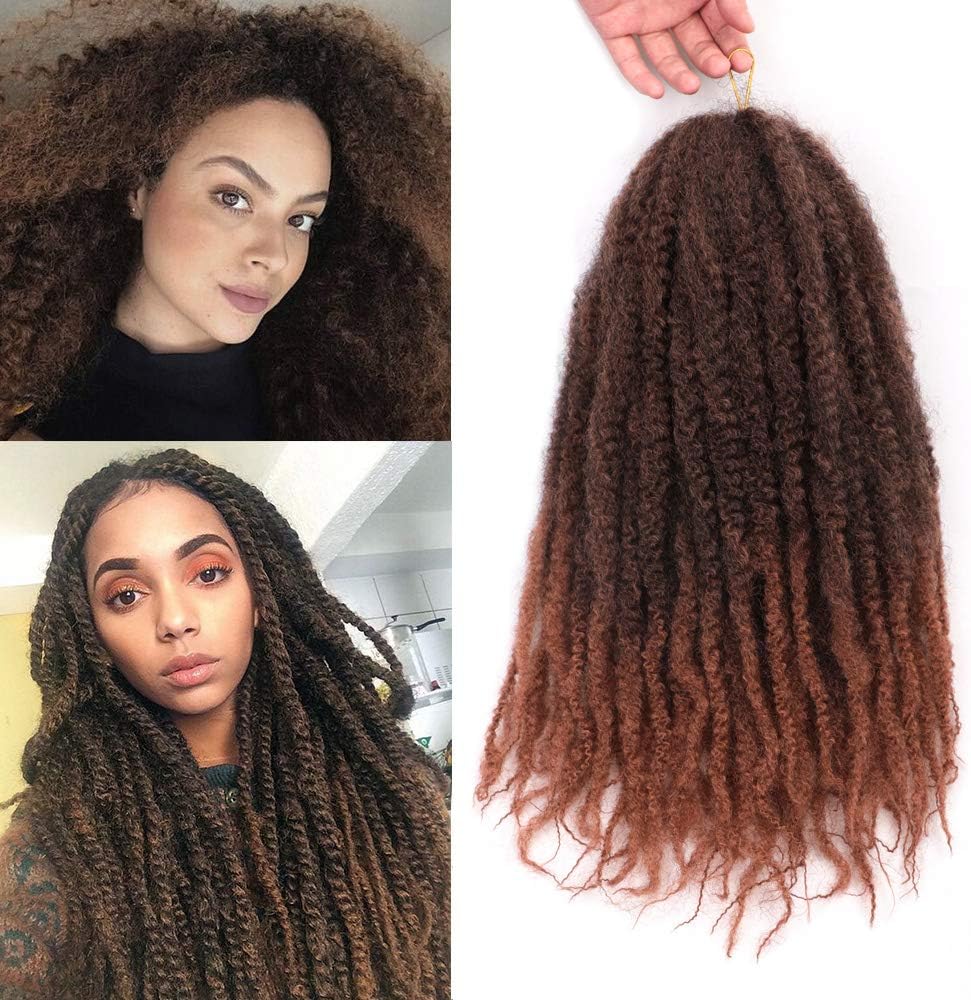 3Packs Marley Braiding Hair for Twists 18 Inch Afro Kinky Braiding Hair Extensions Synthetic Brown Twist Braids Hair (1B/30#)