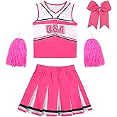 Gigoitly Toddler Cheerleader Costume for Girls Pink Cheer Uniform for Kids, Cheerleading Practice Outfit for Halloween Gifts
