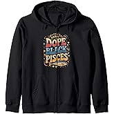 Dope Black Pisces Zodiac Sign Astrology Zip Hoodie